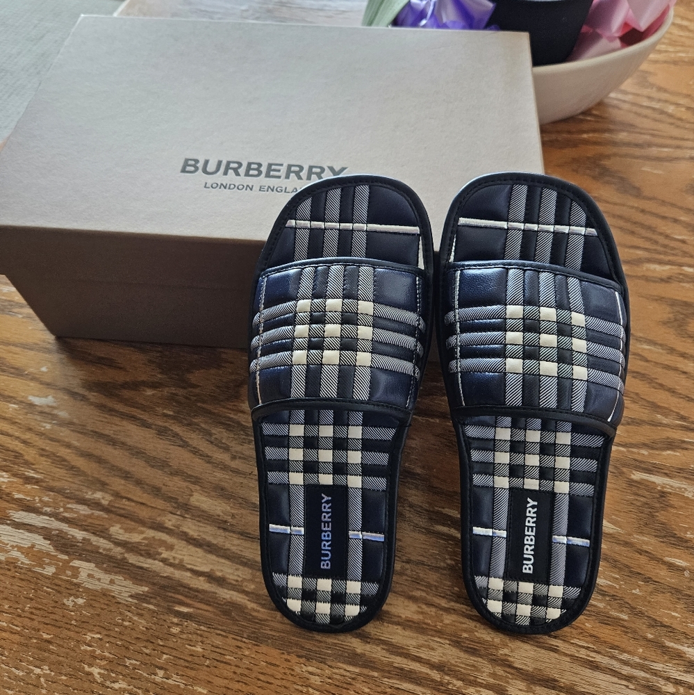 Authentic BNIB Burberry Leather Slides